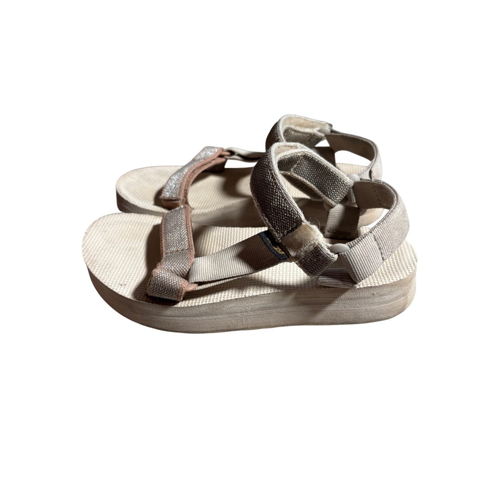 Teva Midform Universal Metallic Champagne Beige Platform Sandals Womens